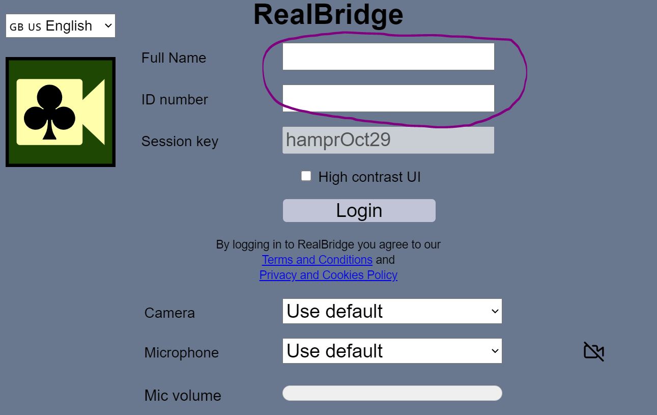 RealBridge login screen