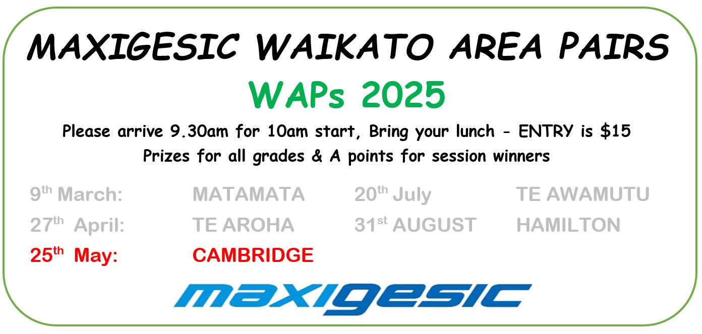 Promo for the 2025 Waikato Area Pairs